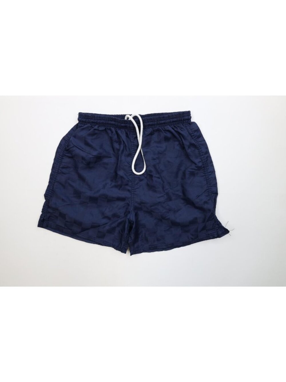 Vintage 90s Above Knee Running Jogging Soccer Shorts Mens M Blue Checkered Nylon